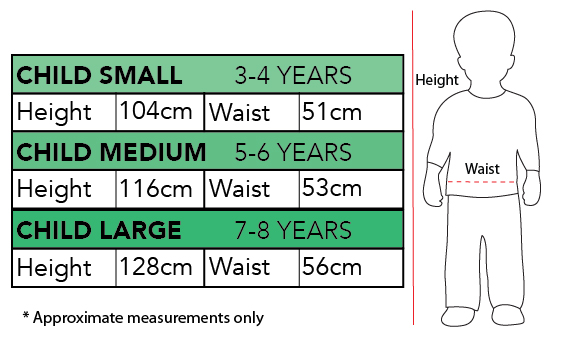 size chart - Fantastic Mr Fox Costume for Boys